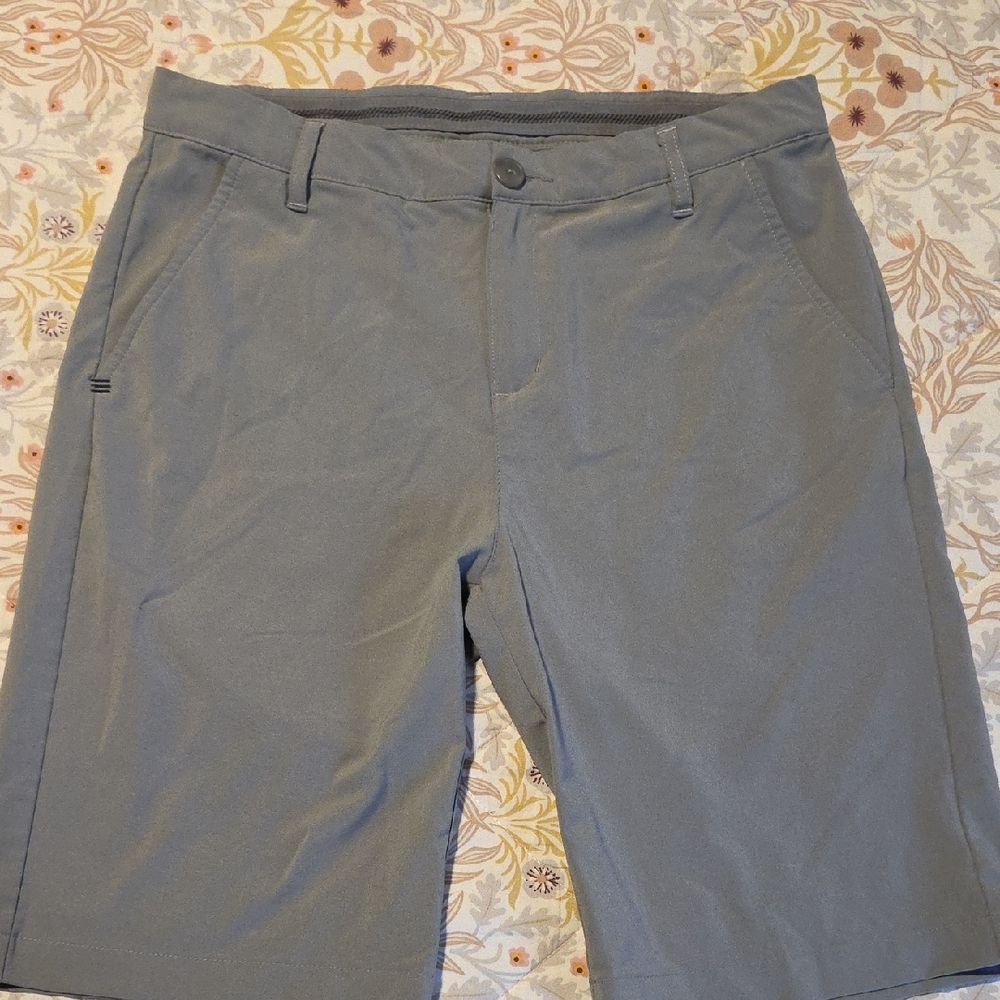 Adidas Boy's Flat Front Gray Shorts- L
